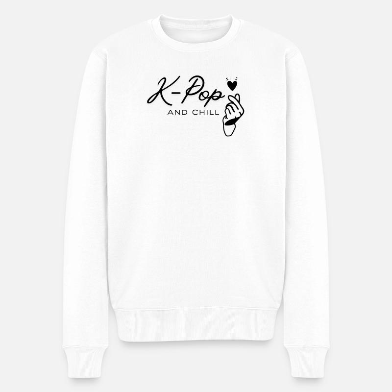 K-Pop_and_chill - Männer Premium Bio Pullover - Weiß