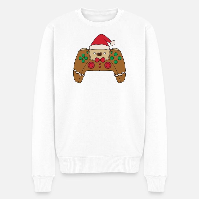 Lebkuchen-Videospiel-Controller Weihnachtsspieler - Männer Premium Bio Pullover - Weiß