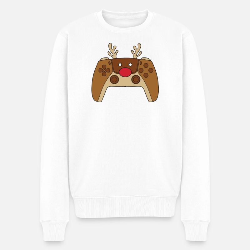 Rentier-Videospiel-Controller Weihnachtsspieler - Männer Premium Bio Pullover - Weiß