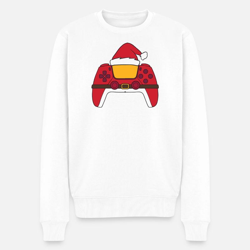 Weihnachtsmann-Videospiel-Controller, Weihnachtsma - Männer Premium Bio Pullover - Weiß