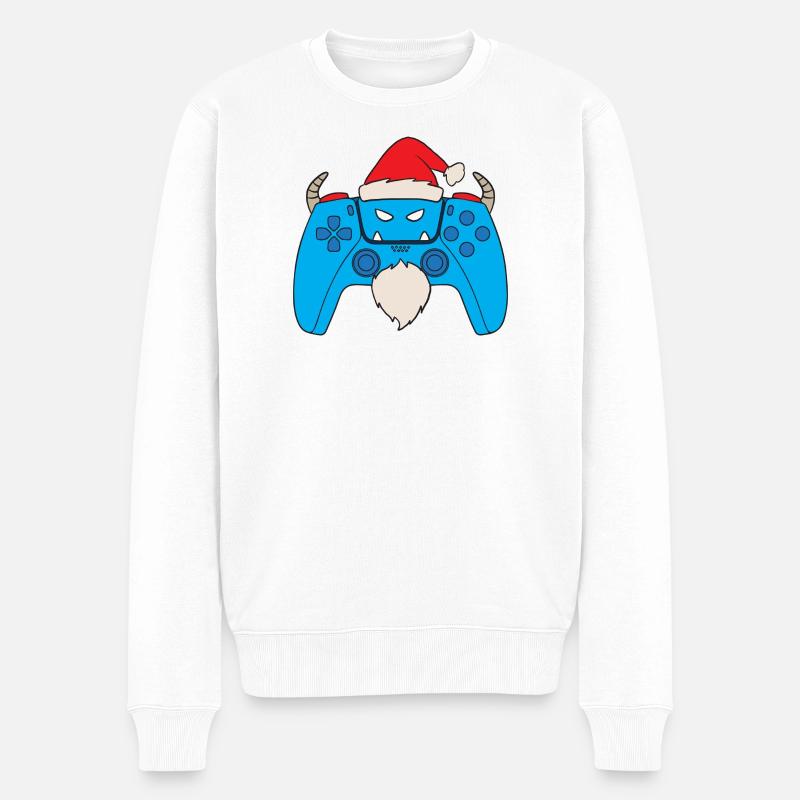 Yeti Videospiel-Controller Weihnachts-Gamer Yeti - Männer Premium Bio Pullover - Weiß