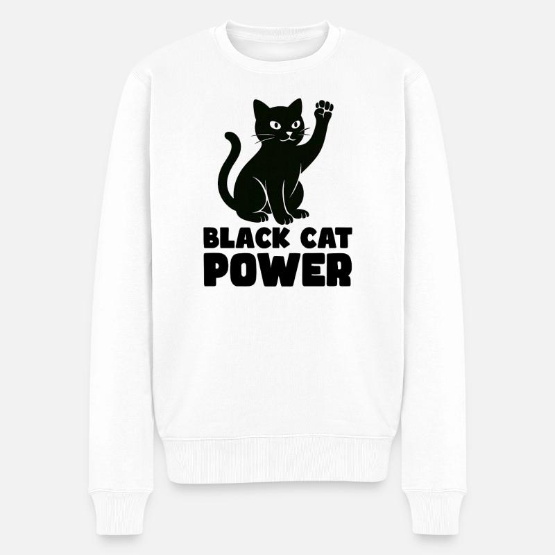 Katzenkraft - Männer Premium Bio Pullover - Weiß