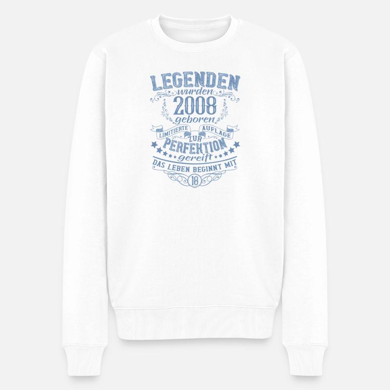 Legenden geboren 2008 Emblem - Männer Premium Bio Pullover - Weiß