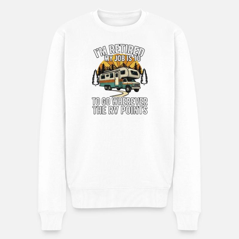 Ich bin Rentner Wohnwagen unterwegs Ruhestand - Männer Premium Bio Pullover - Weiß