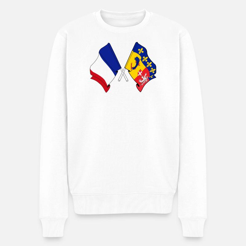 Rhône-Alpes-Herzfrequenz FR - Männer Premium Bio Pullover - Weiß