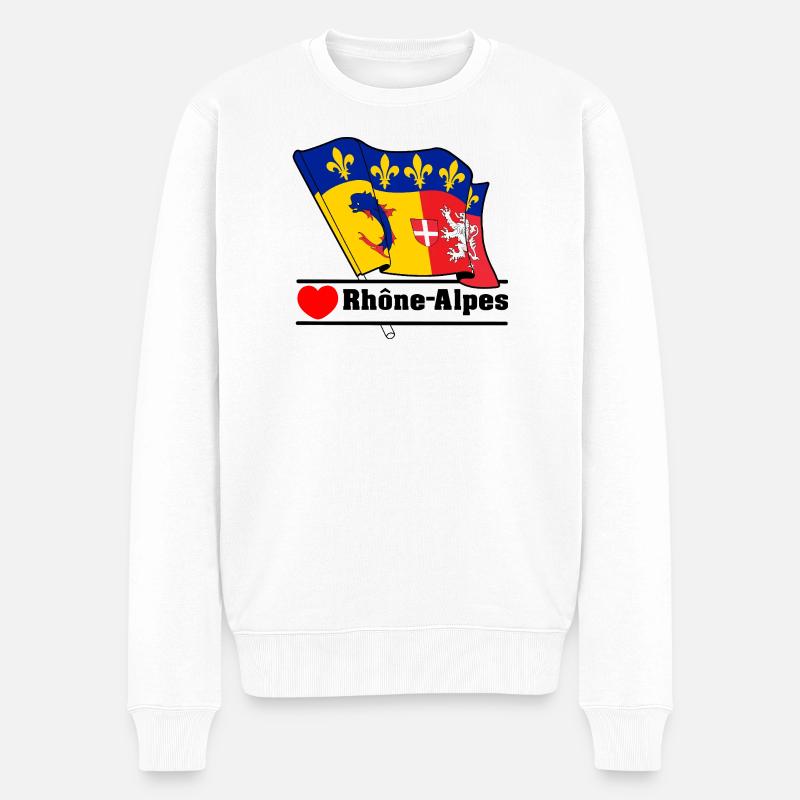 Rhône-Alpes-Herz - Männer Premium Bio Pullover - Weiß