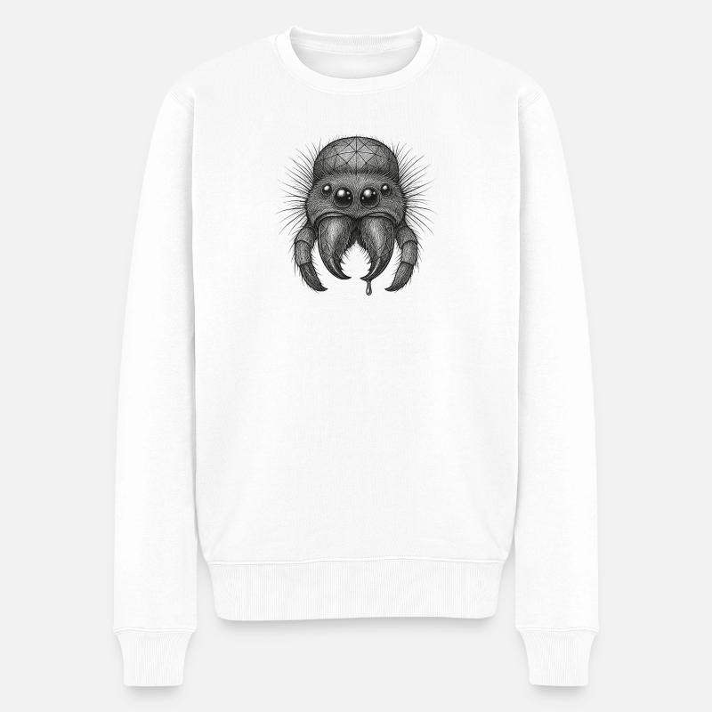 Geometrischer Spinnenkopf - Männer Premium Bio Pullover - Weiß