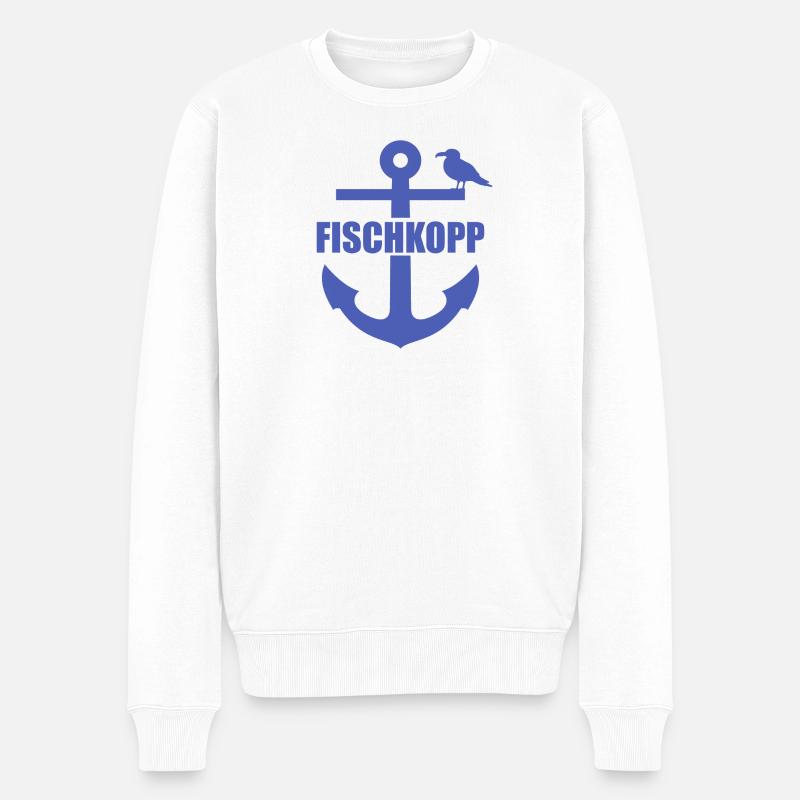 Fischkopp, Anker - Männer Premium Bio Pullover - Weiß