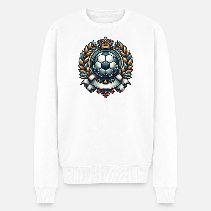 Fussball Logo mit Krone - Männer Premium Bio Pullover - Weiß