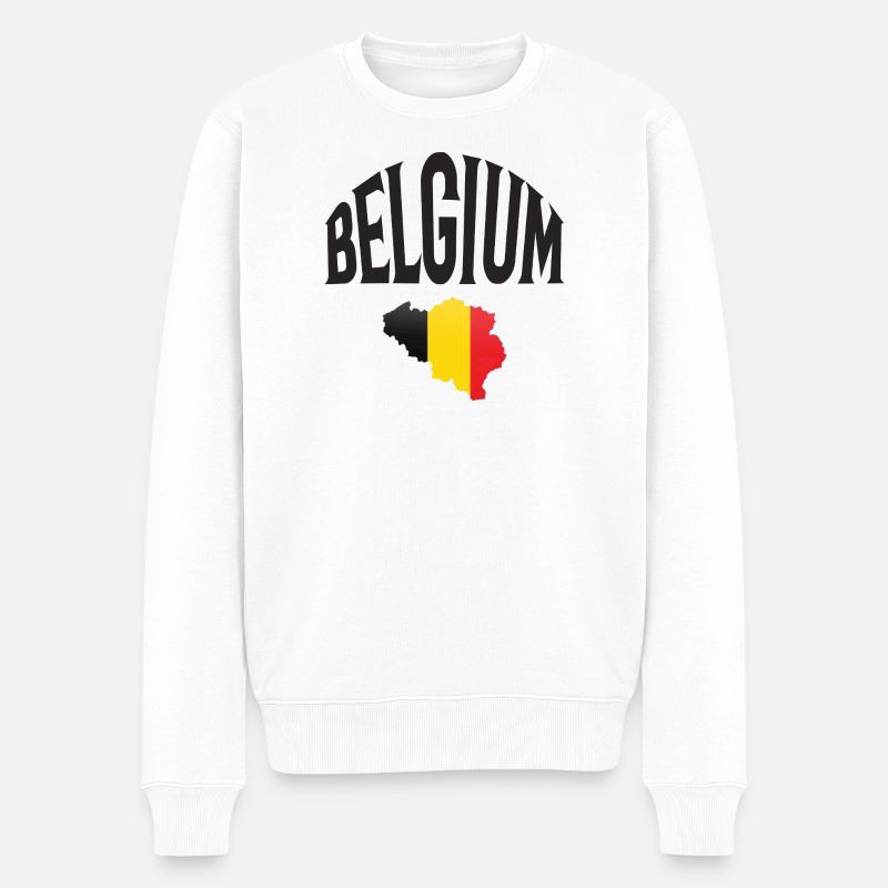 Belgium - Männer Premium Bio Pullover - Weiß