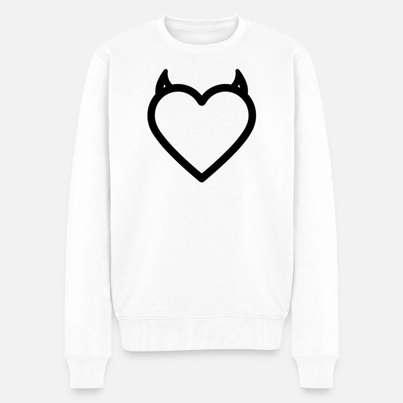 Dämonenherz - Männer Premium Bio Pullover - Weiß