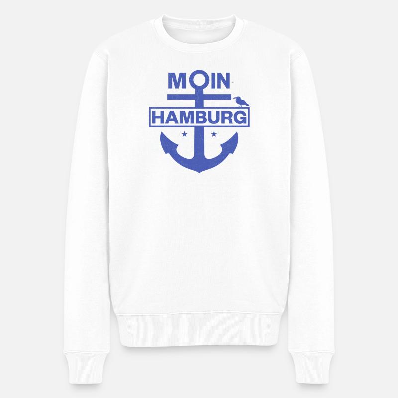 Moin Hamburg - Männer Premium Bio Pullover - Weiß