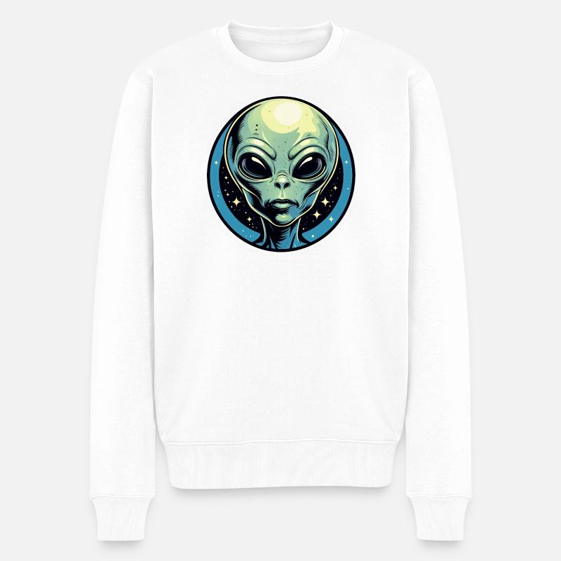 Alien Head dans le Cercle Cosmique - Pull Premium bio Homme - blanc