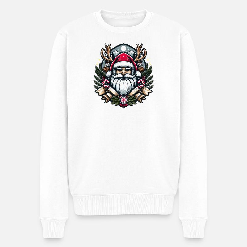 Santa xmas Logo - Männer Premium Bio Pullover - Weiß