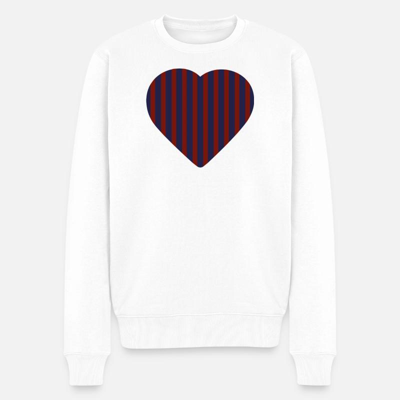Rot-Blaues Herz - Männer Premium Bio Pullover - Weiß