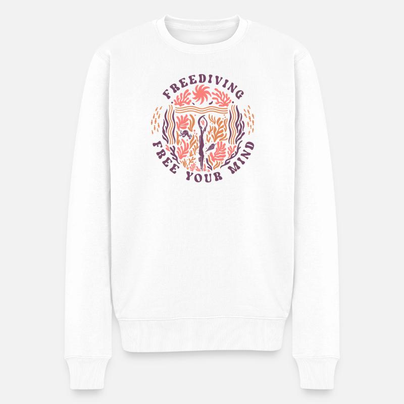 Freediving Free Your Mind Ocean Diver - Männer Premium Bio Pullover - Weiß