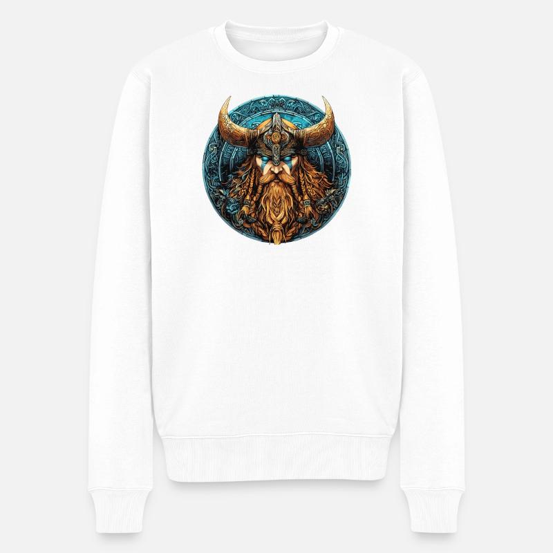 Viking Krieger Runenkreis - Männer Premium Bio Pullover - Weiß