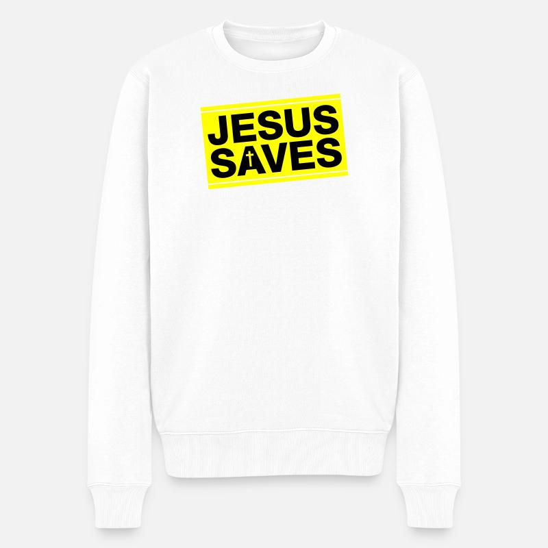 Jésus sauve Christian en disant - Pull Premium bio Homme - blanc
