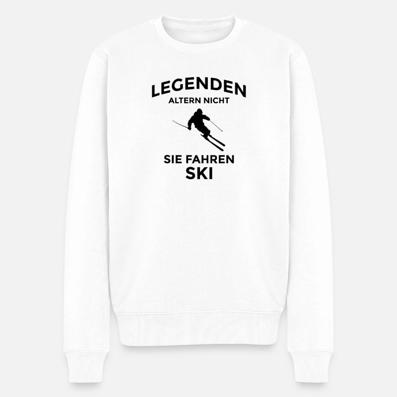 Légendes Conduisant un ski Dicton-design - Pull Premium bio Homme - blanc