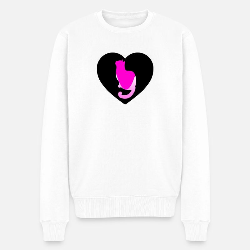 Katze - Männer Premium Bio Pullover - Weiß