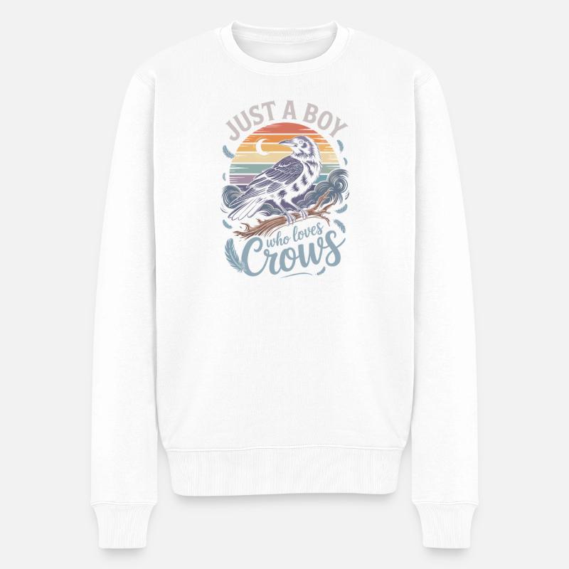 Just a Boy Who Loves Crows - Männer Premium Bio Pullover - Weiß