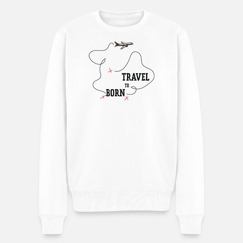 Geboren zum Reisen - Männer Premium Bio Pullover - Weiß