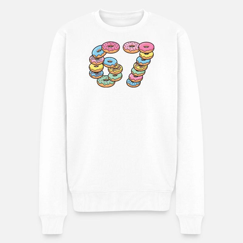 Pastel Donut Stack 67 Pattern - Men's Premium Organic Jumper - white
