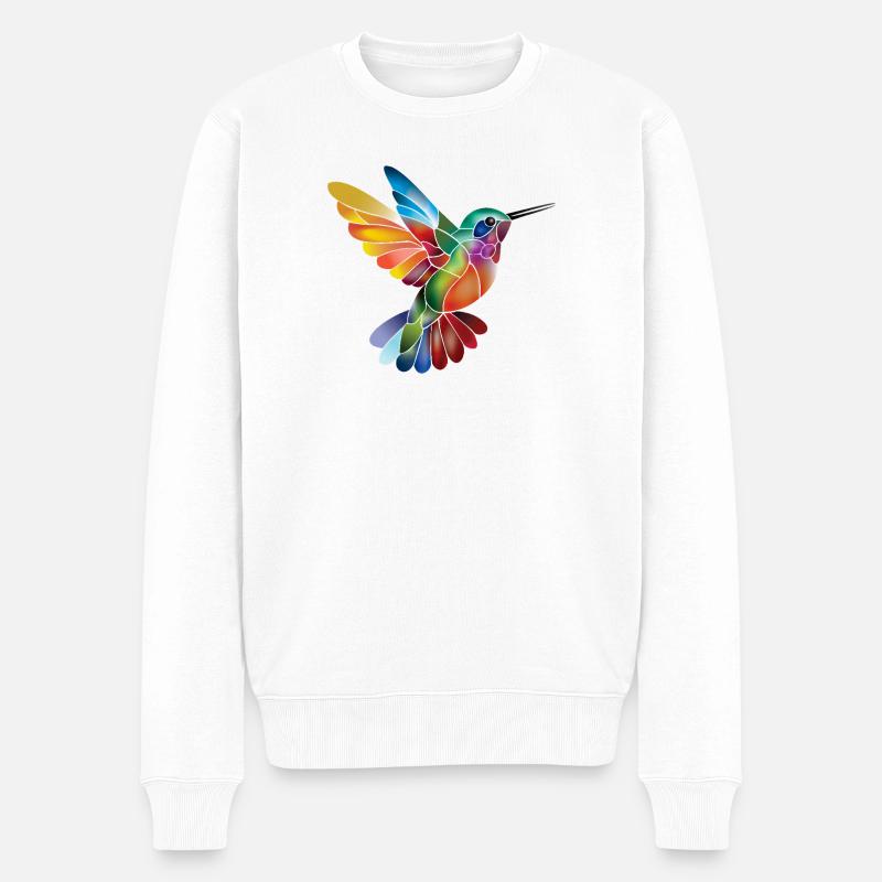 Mosaikkolibris in Farben - Männer Premium Bio Pullover - Weiß