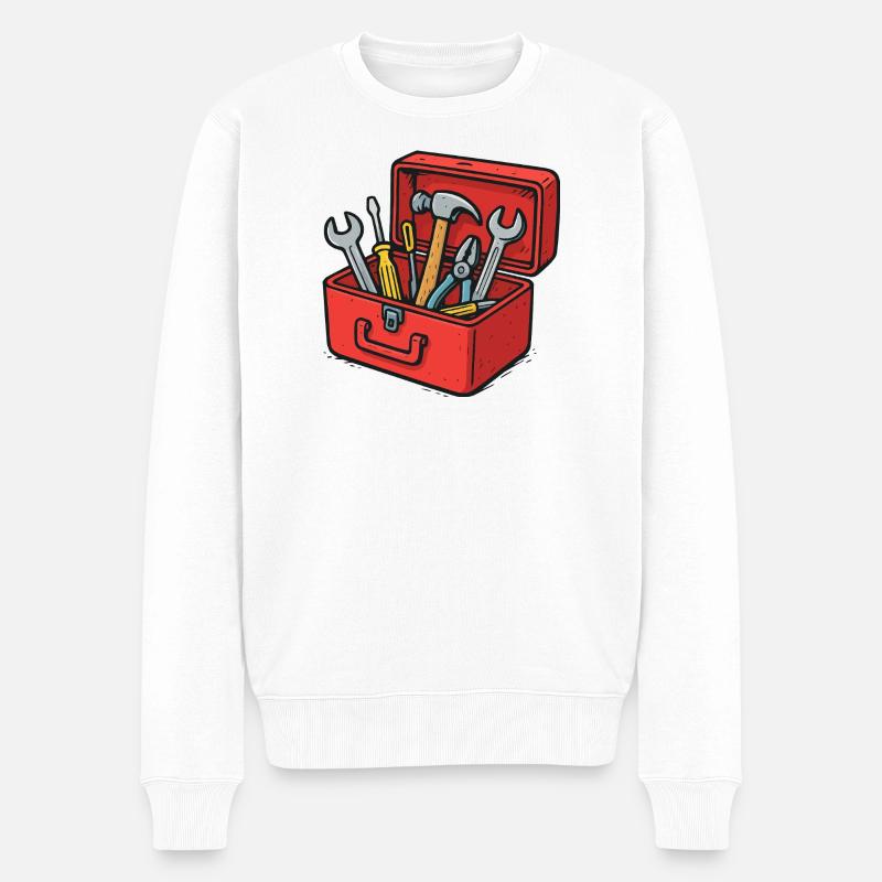 Werkzeugkiste Handwerkerfreude - Männer Premium Bio Pullover - Weiß
