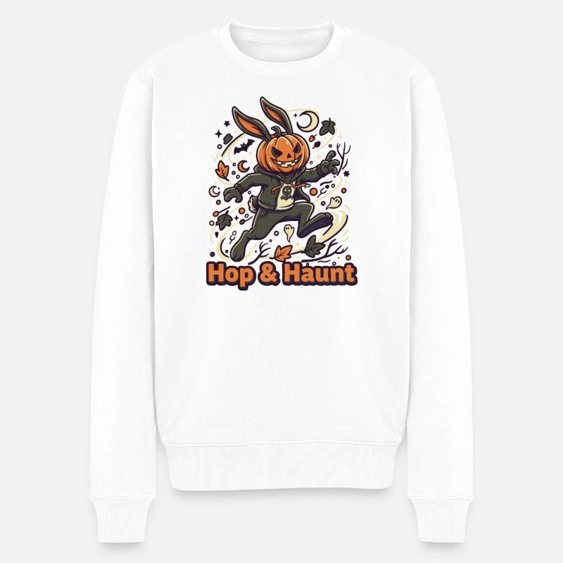 Hop & Haunt Halloween Bunny - Pull Premium bio Homme - blanc
