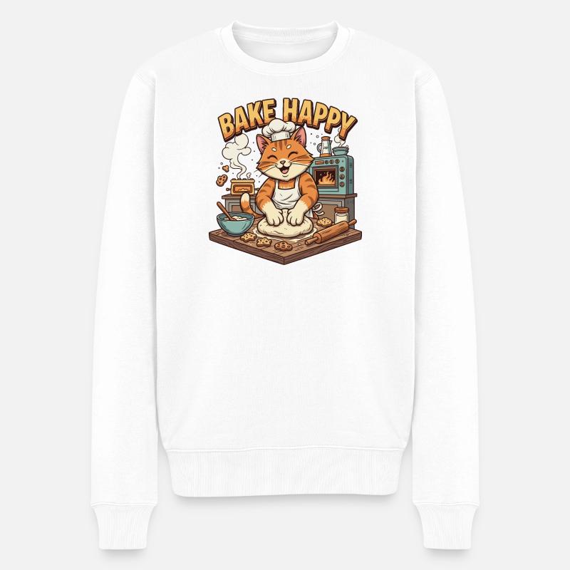 Baking Delight Cat Bakes Cookies - Pull Premium bio Homme - blanc