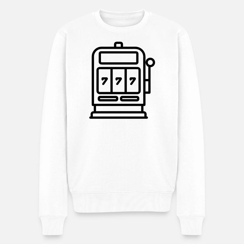 Casino-Spielautomat - Männer Premium Bio Pullover - Weiß