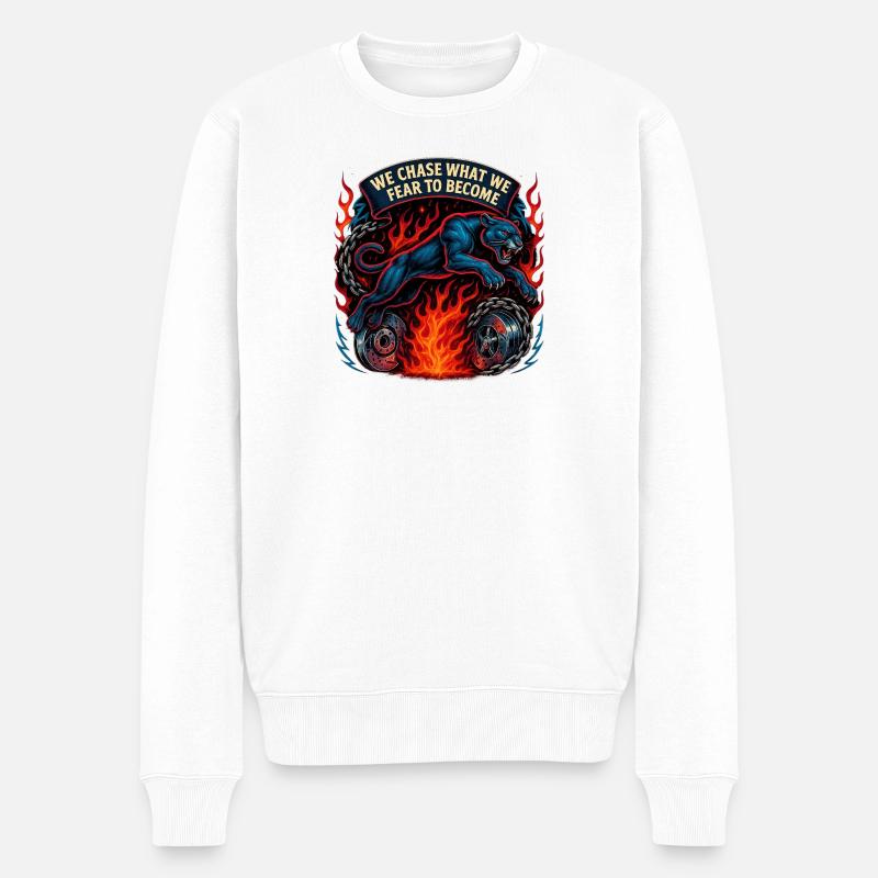 Flammenpanther: Wir jagen Angst - Männer Premium Bio Pullover - Weiß