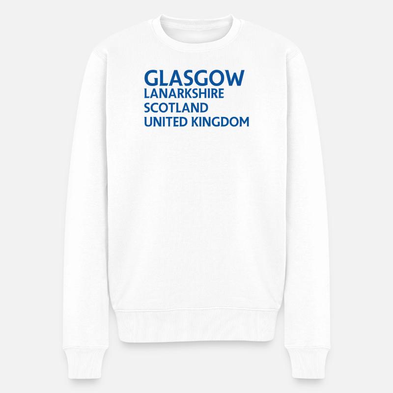 Glasgow – Scotland Textdesign - Pull Premium bio Homme - blanc