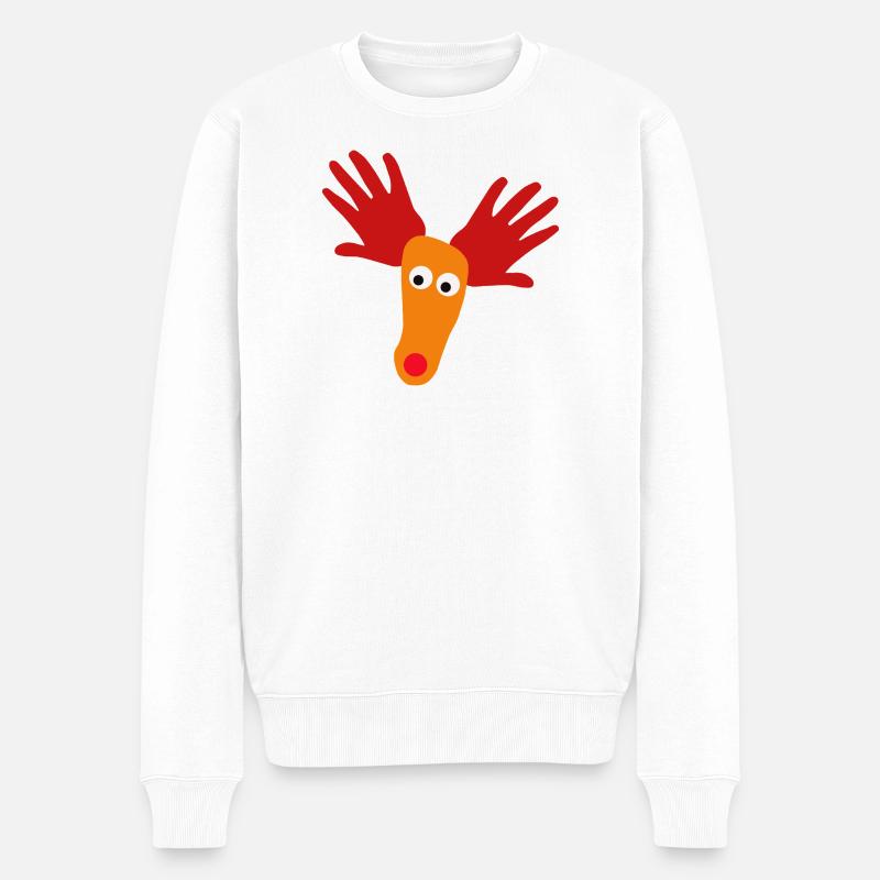 Tête de renne avec museau orange - Pull Premium bio Homme - blanc