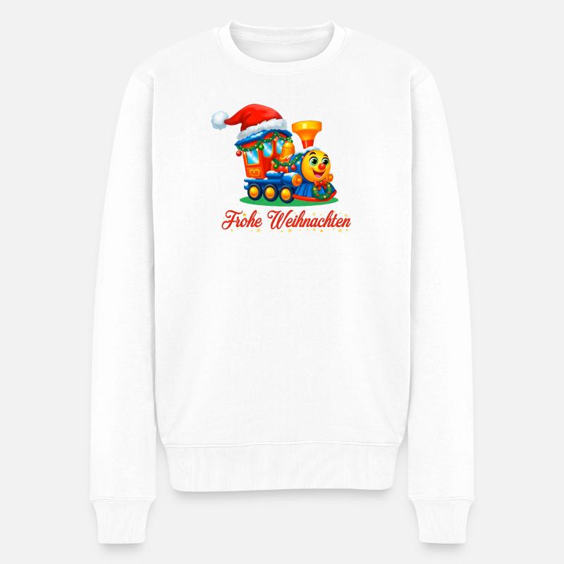 Weihnachtlicher Kinderzug – Merry Christmas Train - Männer Premium Bio Pullover - Weiß