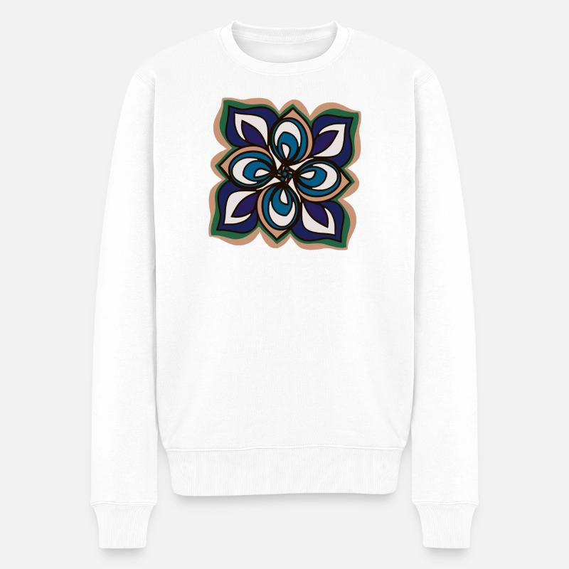 Windrad Mandala - Männer Premium Bio Pullover - Weiß