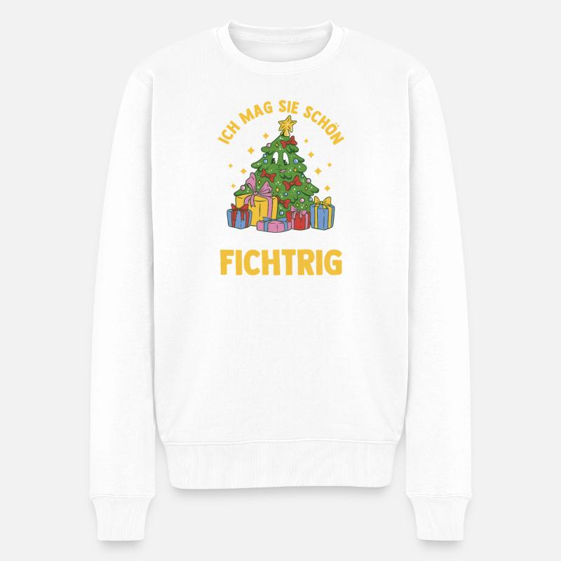 Weihnachtsmann Fichten Weihnachtsbaum Weihnachten - Männer Premium Bio Pullover - Weiß