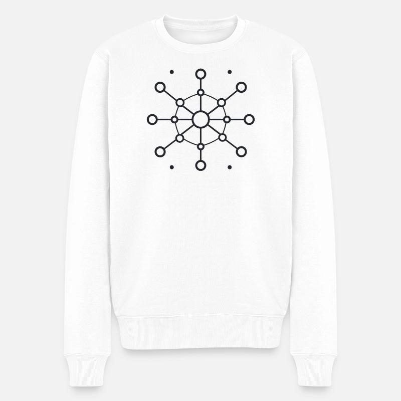 Zentraler Netzwerkstern Muster - Männer Premium Bio Pullover - Weiß