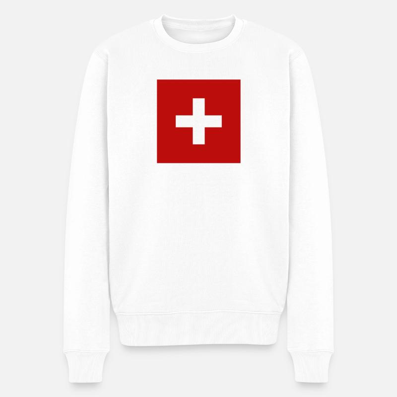 Drapeau suisse - Pull Premium bio Homme - blanc