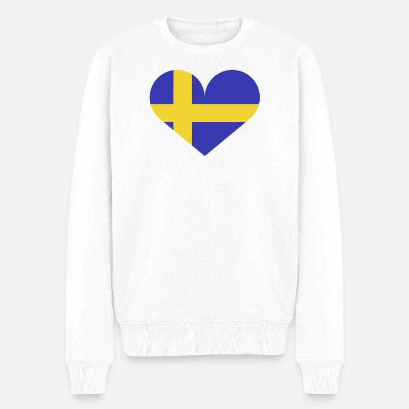 Schwedische Flagge - Männer Premium Bio Pullover - Weiß