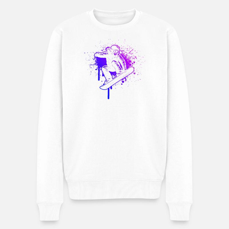 Motif classique du snowboard - Pull Premium bio Homme - blanc