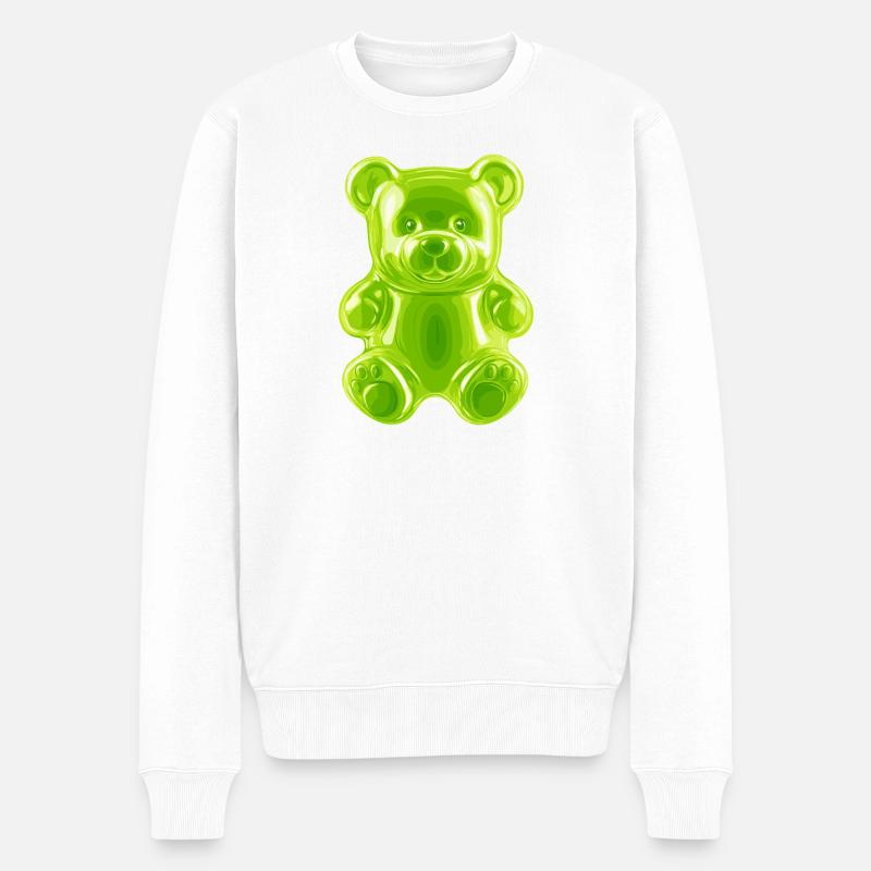 Grüner Gummbär - Männer Premium Bio Pullover - Weiß