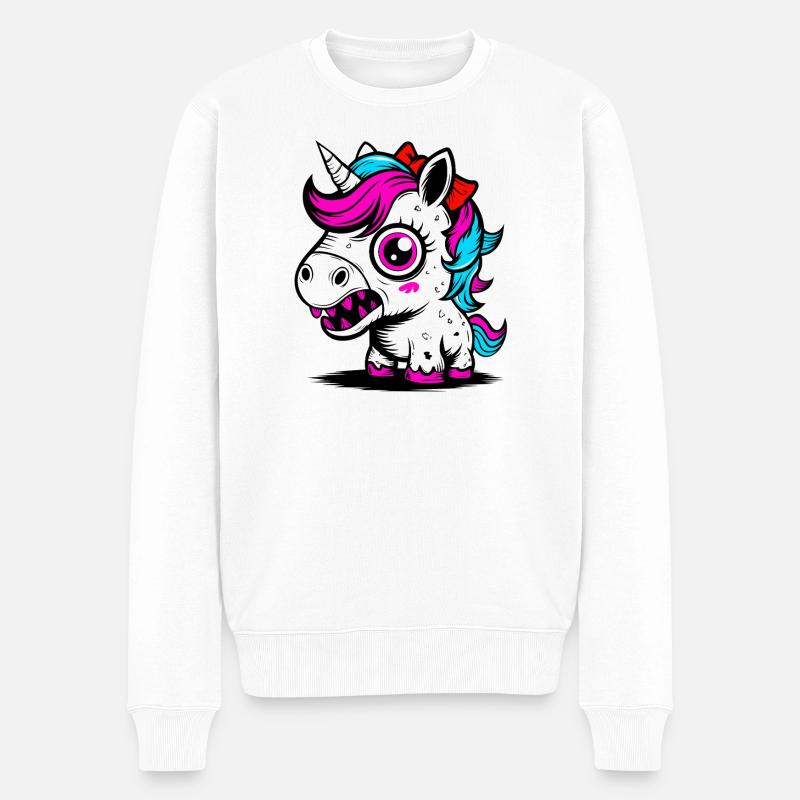 Neon Einhorn - Männer Premium Bio Pullover - Weiß