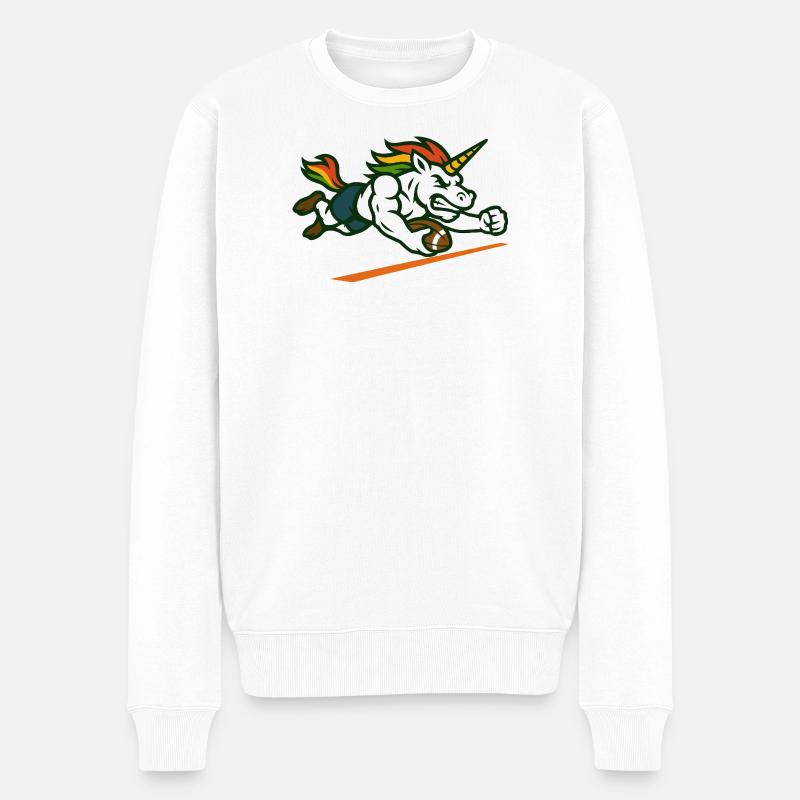 Einhorn-Fußball-Maskottchen-Design Power Runner - Männer Premium Bio Pullover - Weiß