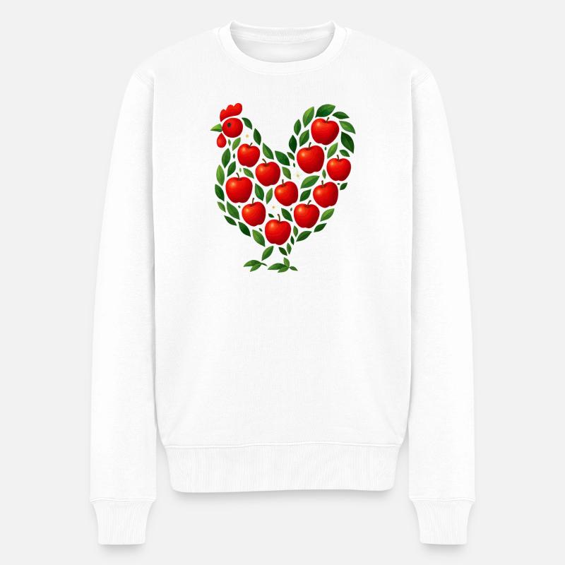 Apfel Hühner - Männer Premium Bio Pullover - Weiß