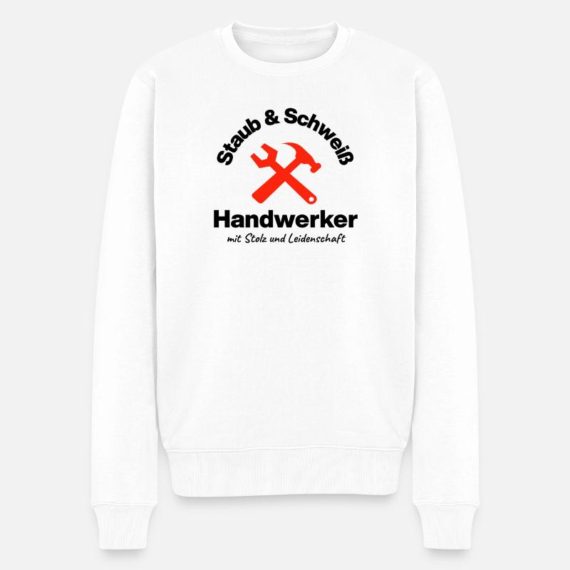 Poussière et sueur, véritable artisan, passion - Pull Premium bio Homme - blanc