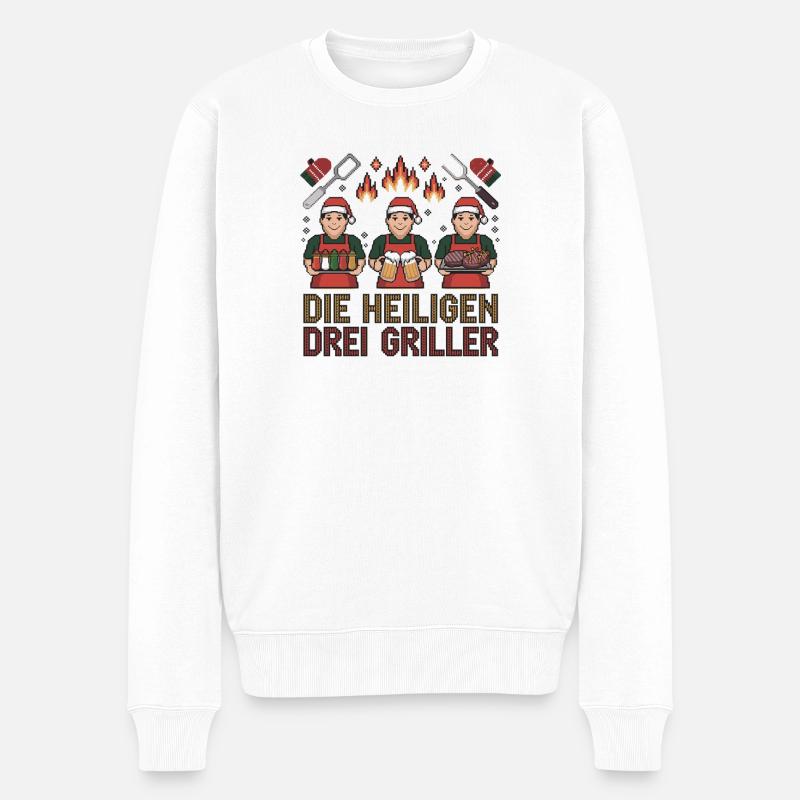 Les Trois Sacrés Grillers : Fun - Pull Premium bio Homme - blanc