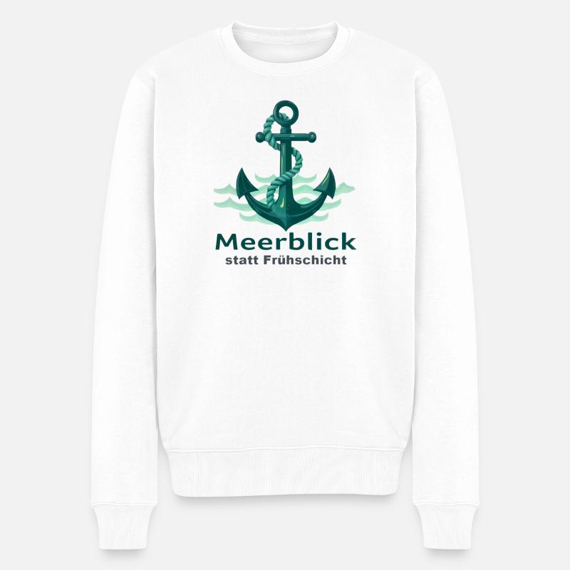Meerblick statt Frühschicht - Männer Premium Bio Pullover - Weiß