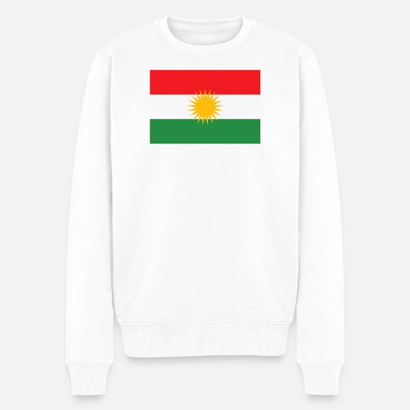 Kurdistan Flagge Sonnenstern - Männer Premium Bio Pullover - Weiß